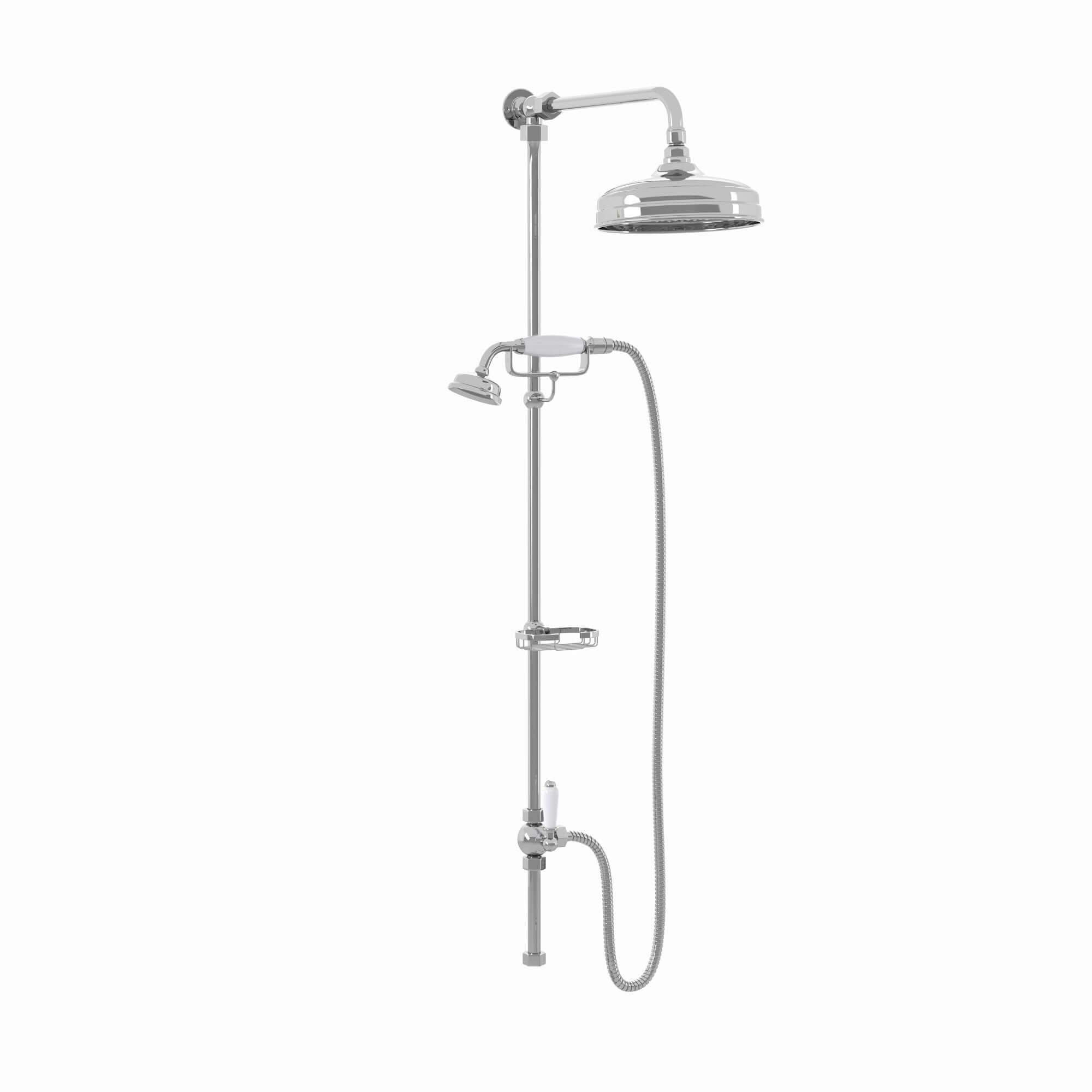 Buy Downton traditional shower riser rail kit 2 outlet soap dish watercan head 200mm - chrome online UK